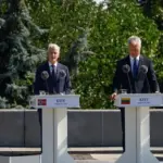Президент Литви Гітанас Науседа під час виступу на урочистостях у Києві