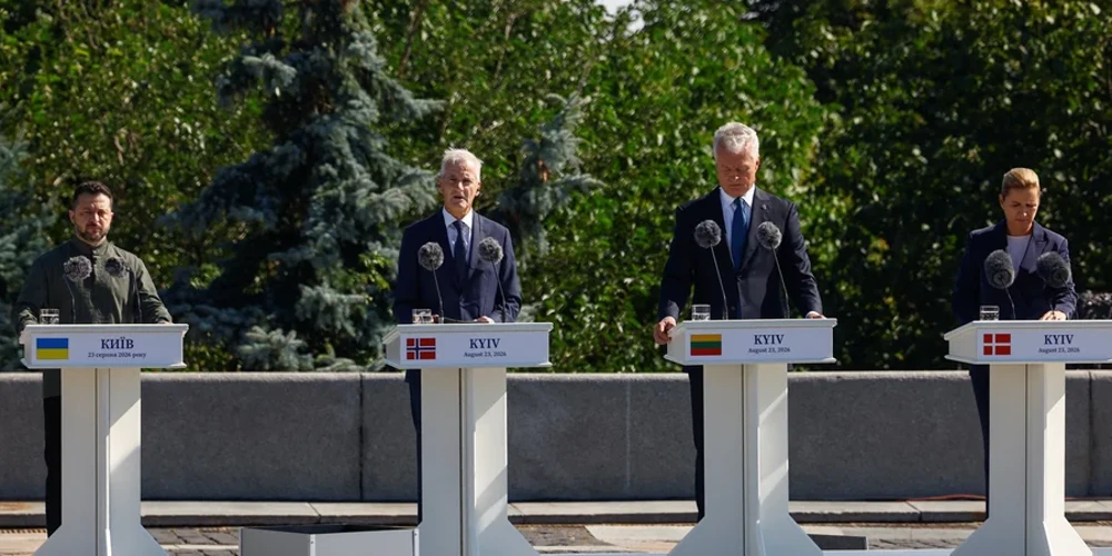 Президент Литви Гітанас Науседа під час виступу на урочистостях у Києві