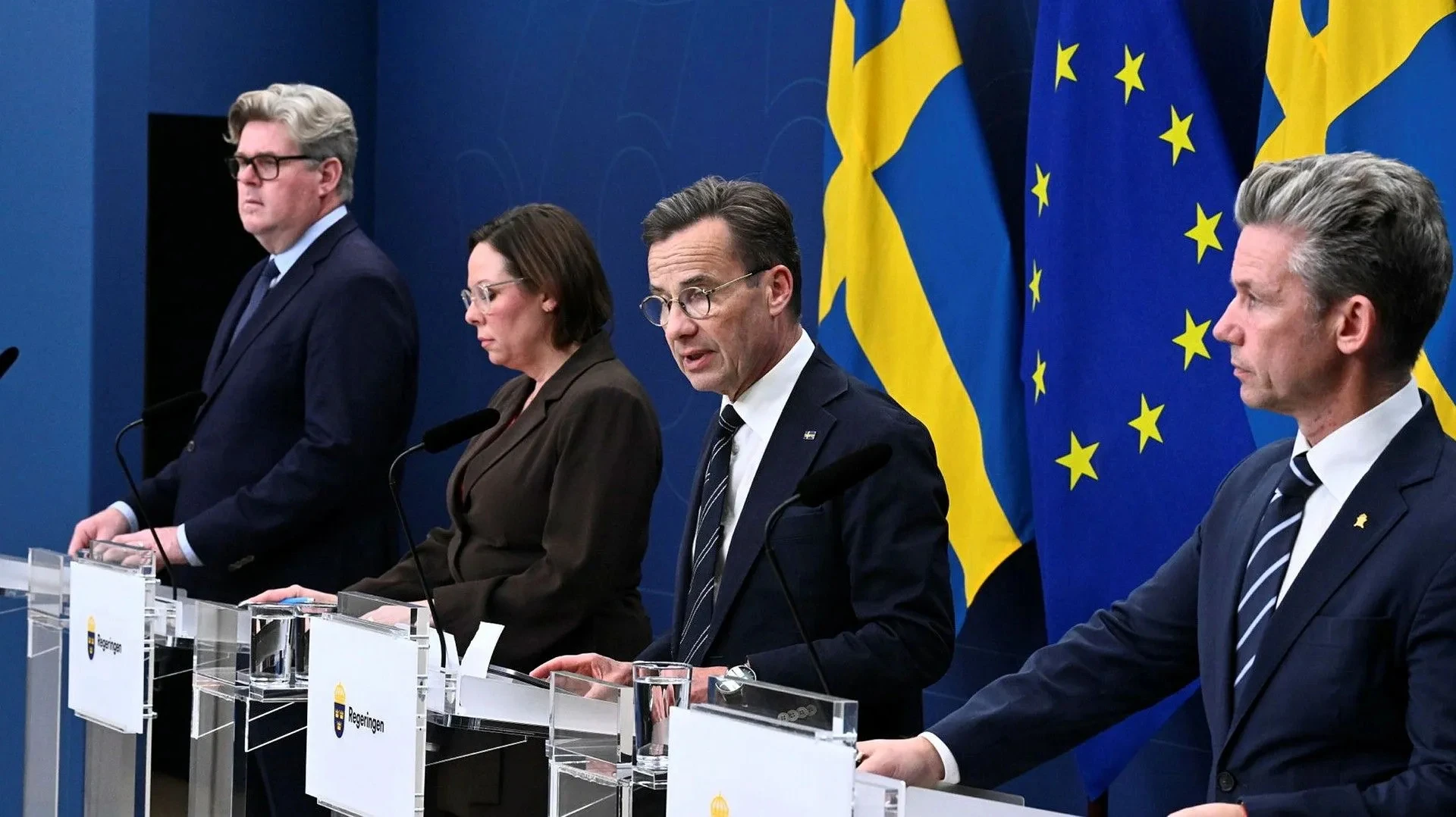Прем'єр-міністр Швеції Ульф Крістерссон, міністр оборони Поль Йонсон, глава МЗС Марія Мальмер Стенергард та міністр юстиції